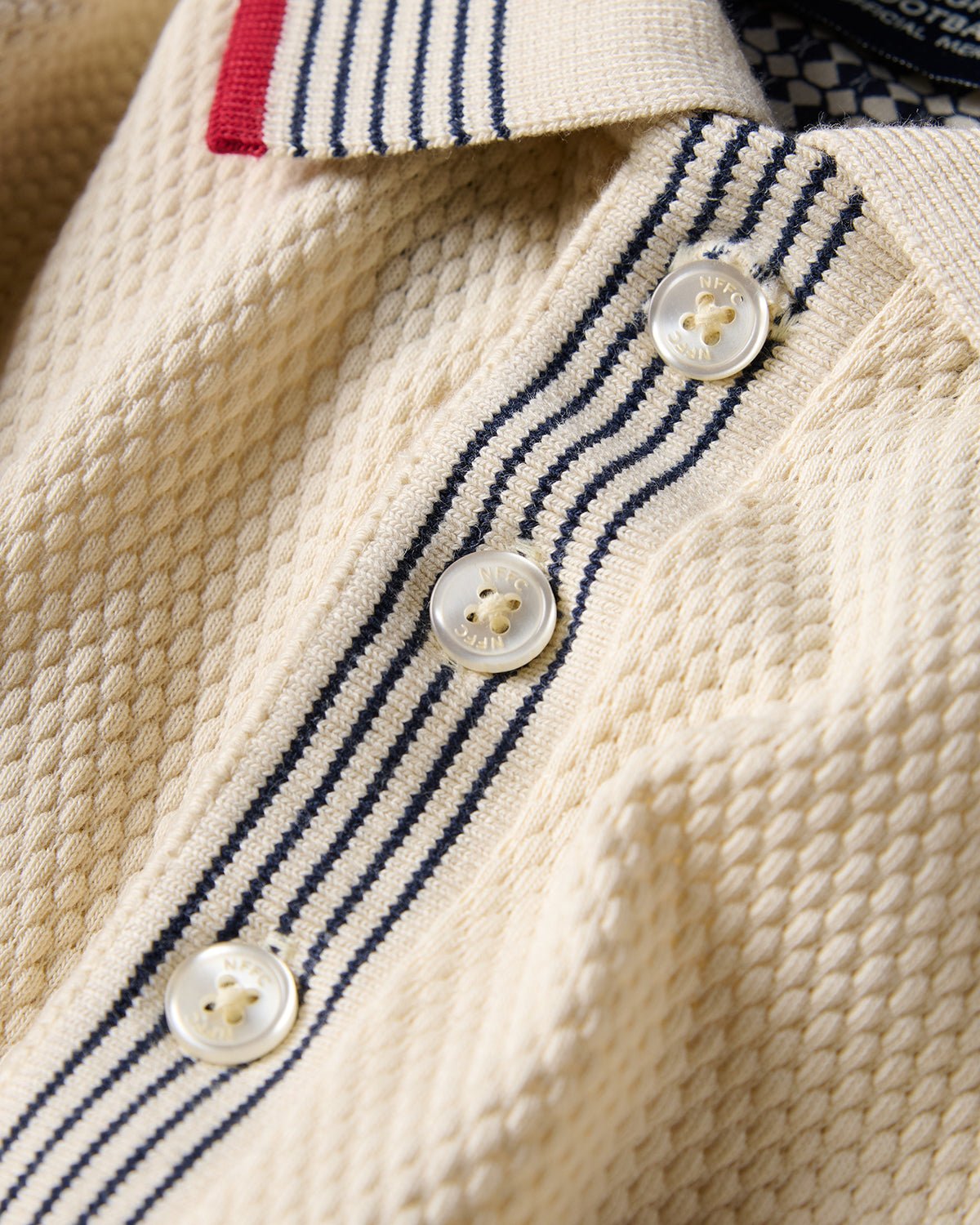 NFFC Heritage Ecru Bubble Knit Polo - Nottingham Forest FC