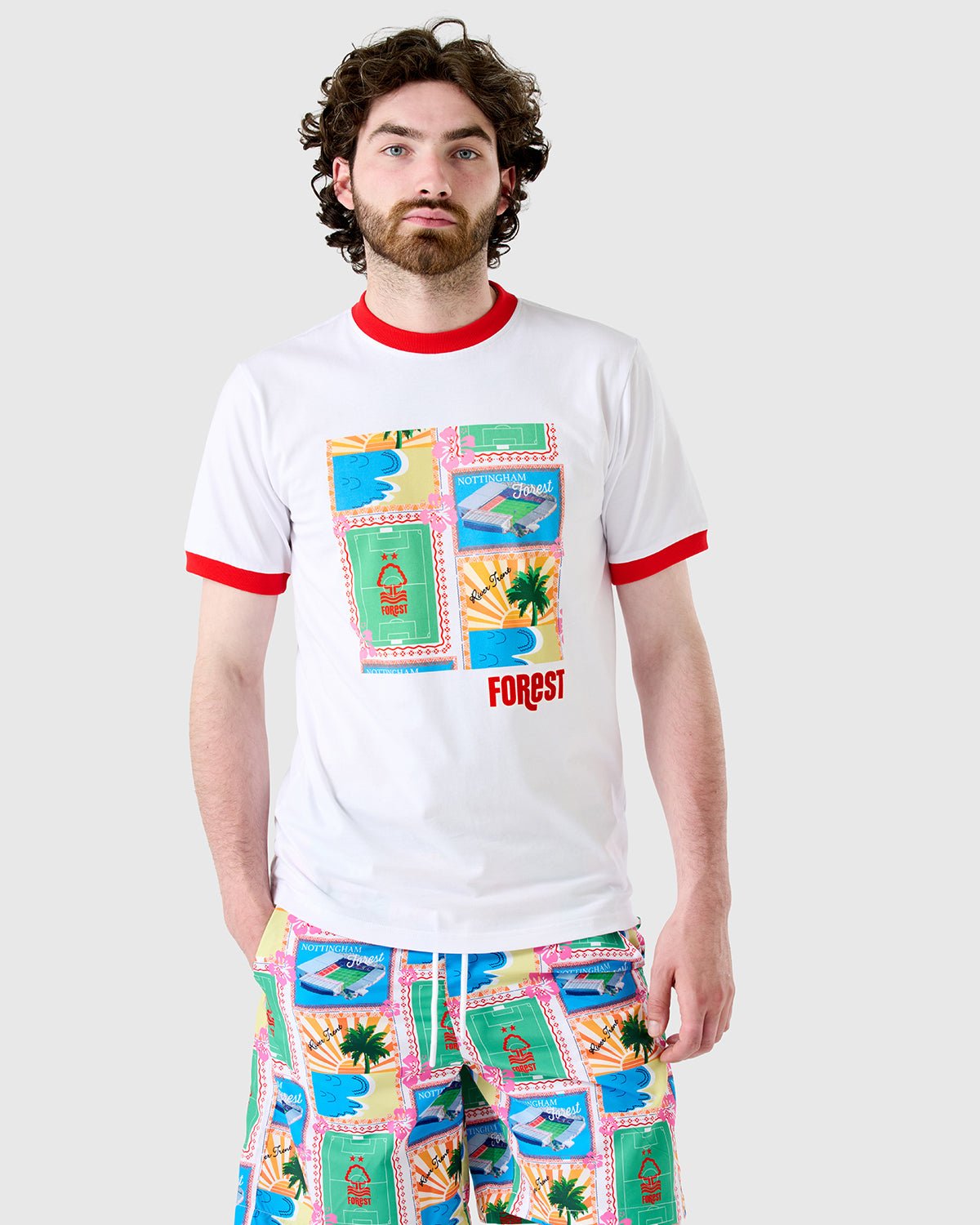 NFFC Holiday Postcard Ringer T-Shirt - Nottingham Forest FC