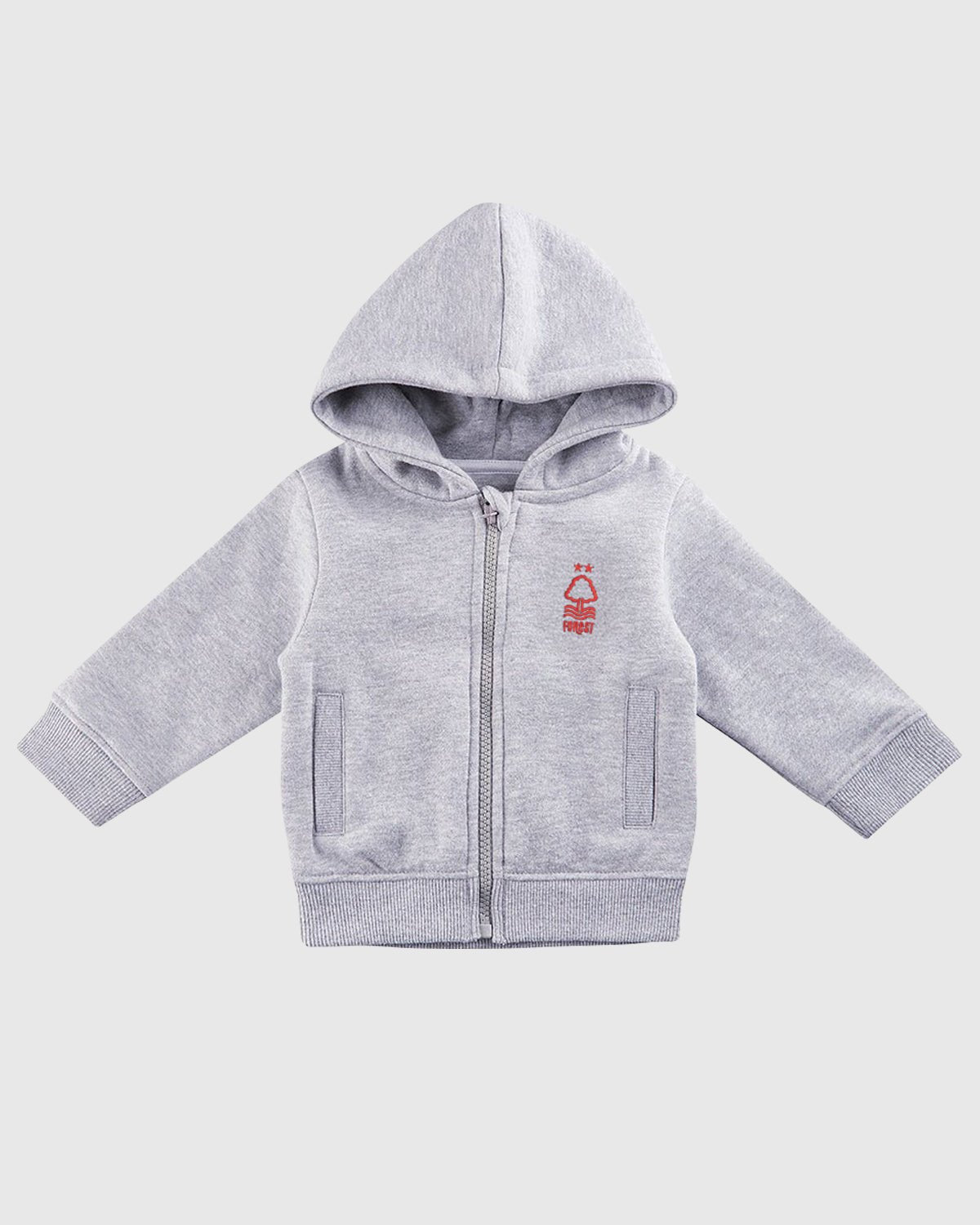NFFC Infant Grey Essential Crest Full Zip Hoodie - Nottingham Forest FC