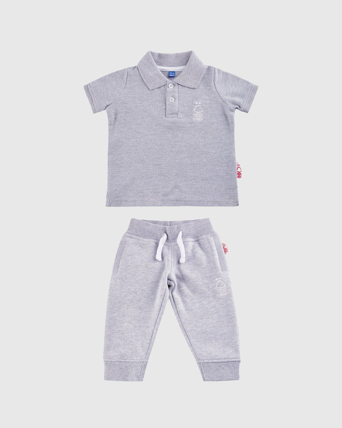 NFFC Infant Grey Essential Polo And Joggers Bundle - Nottingham Forest FC