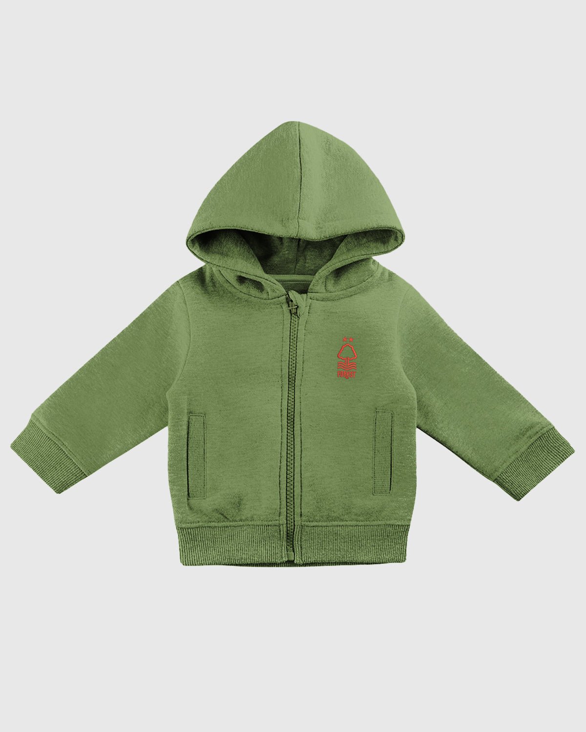 NFFC Infant Khaki Essential Crest Full Zip Hoodie - Nottingham Forest FC