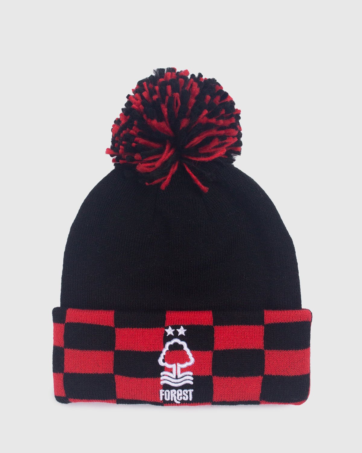 NFFC Junior Black Check Pattern Beanie Hat - Nottingham Forest FC