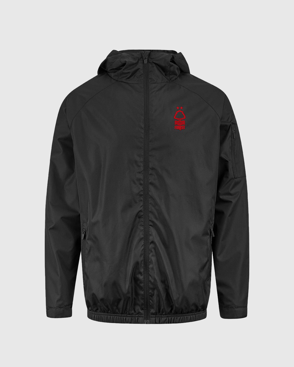 NFFC Junior Black Crest Essential Shower Jacket - Nottingham Forest FC