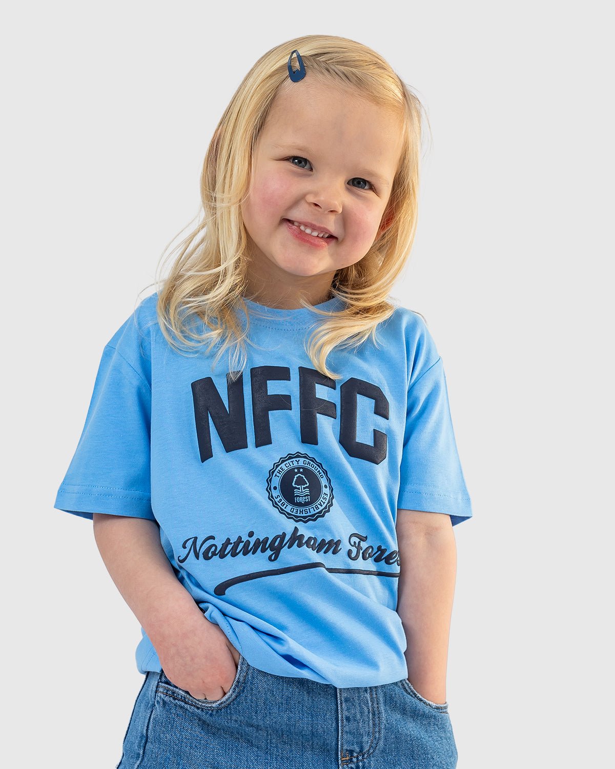 NFFC Junior Blue Collegiate Print T-Shirt - Nottingham Forest FC