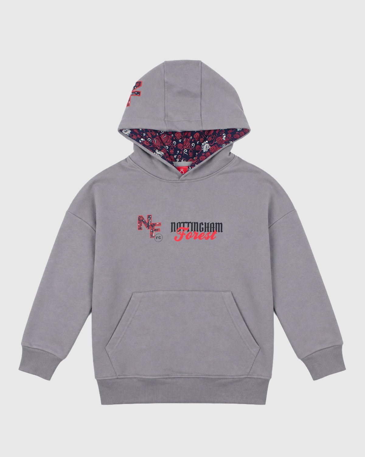 NFFC Junior Grey Paisley Print Hoodie - Nottingham Forest FC