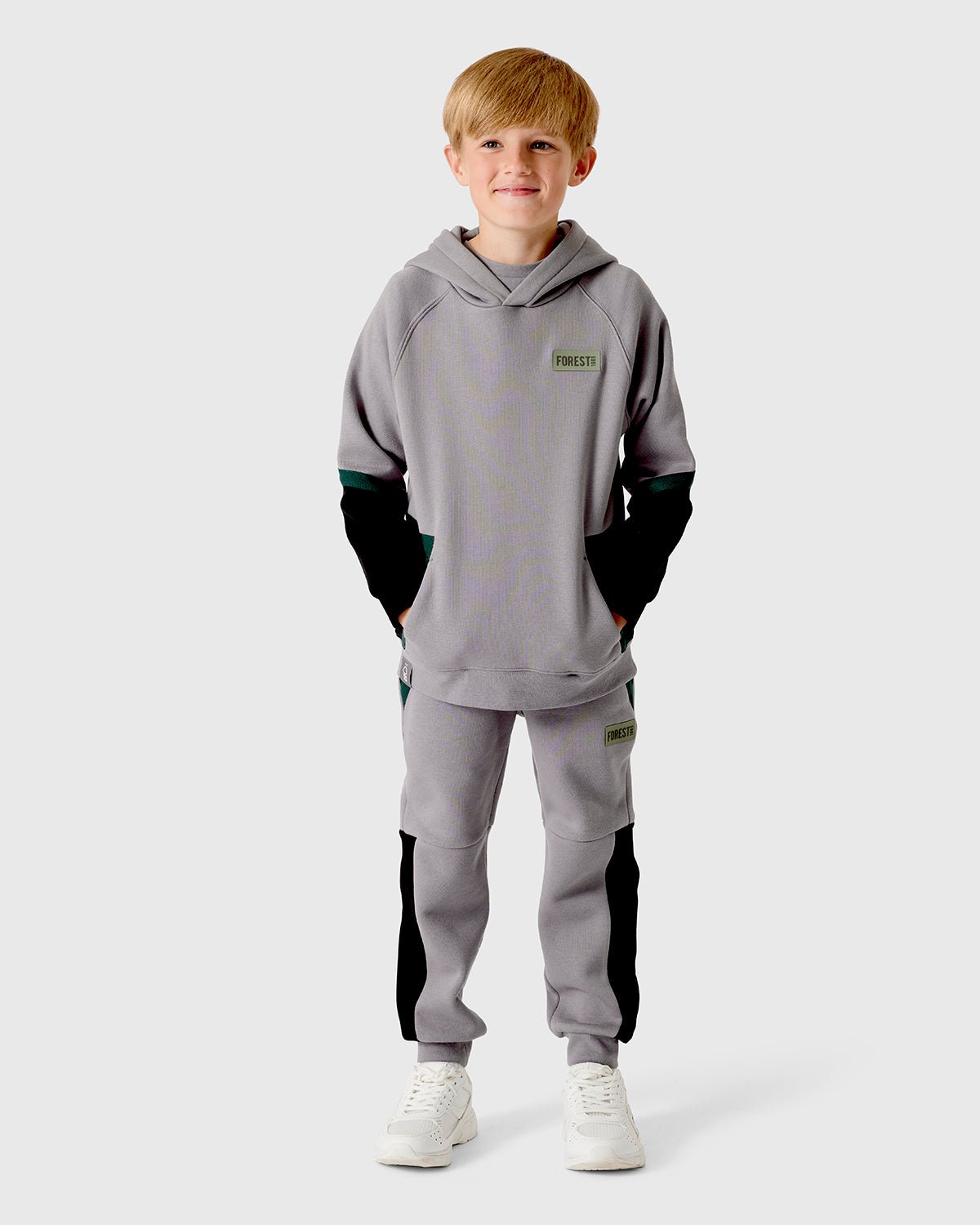 NFFC Junior Grey Panelled Hoodie - Nottingham Forest FC