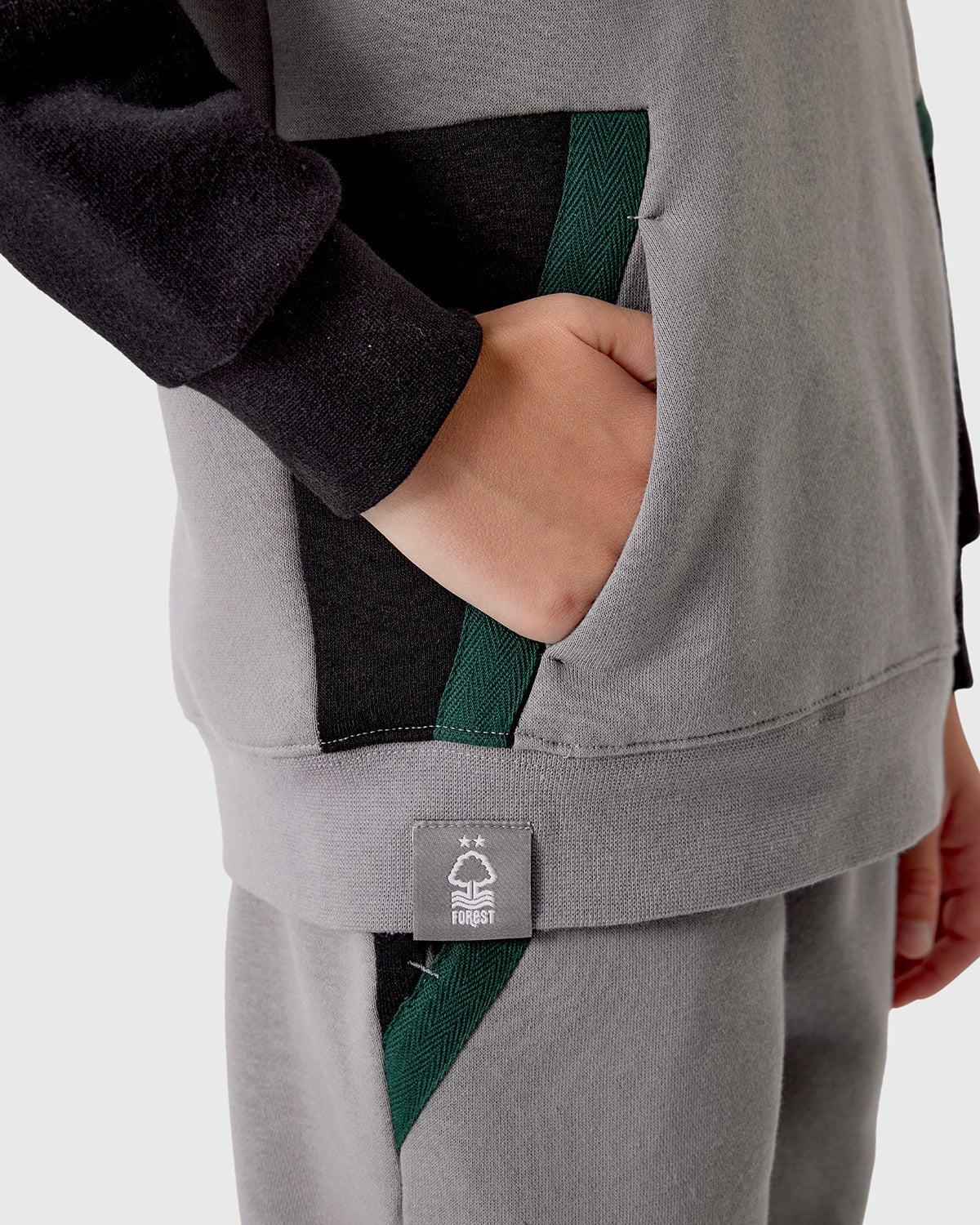 NFFC Junior Grey Panelled Hoodie - Nottingham Forest FC