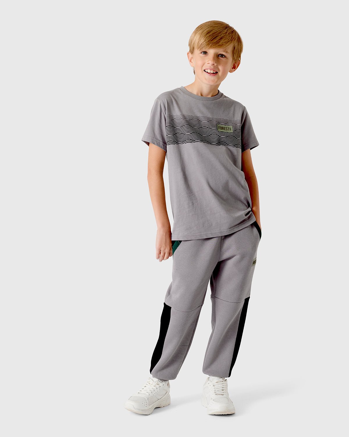 NFFC Junior Grey Panelled Joggers - Nottingham Forest FC