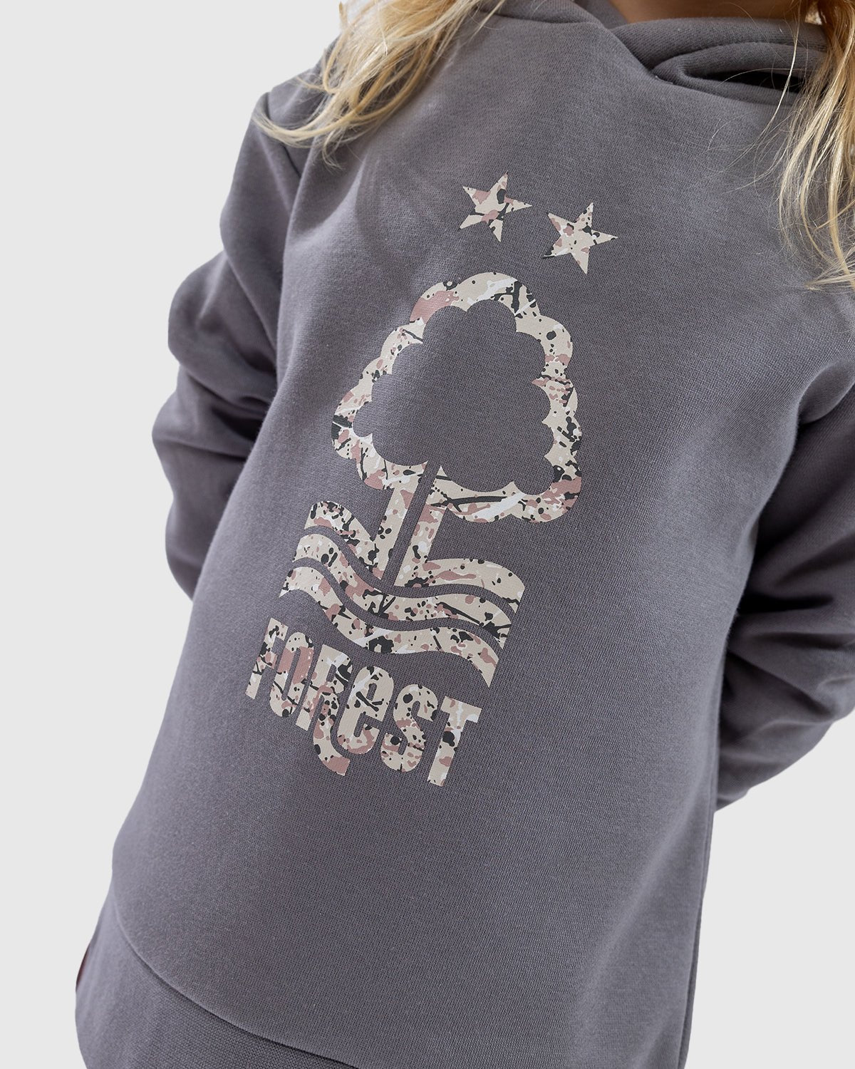NFFC Junior Grey Splatter Print Crest Hoodie - Nottingham Forest FC