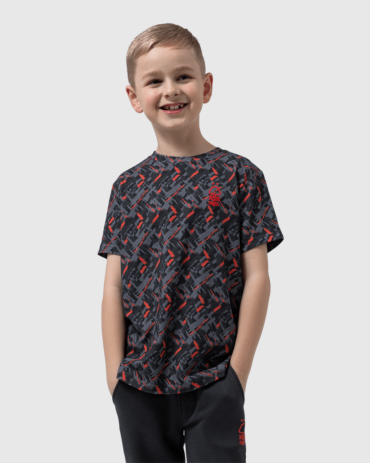 NFFC Junior Honeycomb All Over Print Red T-Shirt - Nottingham Forest FC