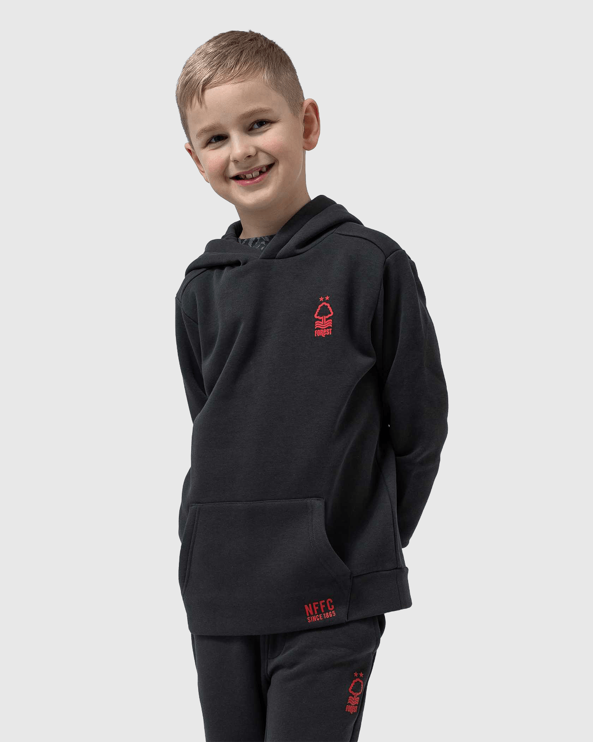 NFFC Junior Honeycomb Charcoal Hoodie - Nottingham Forest FC