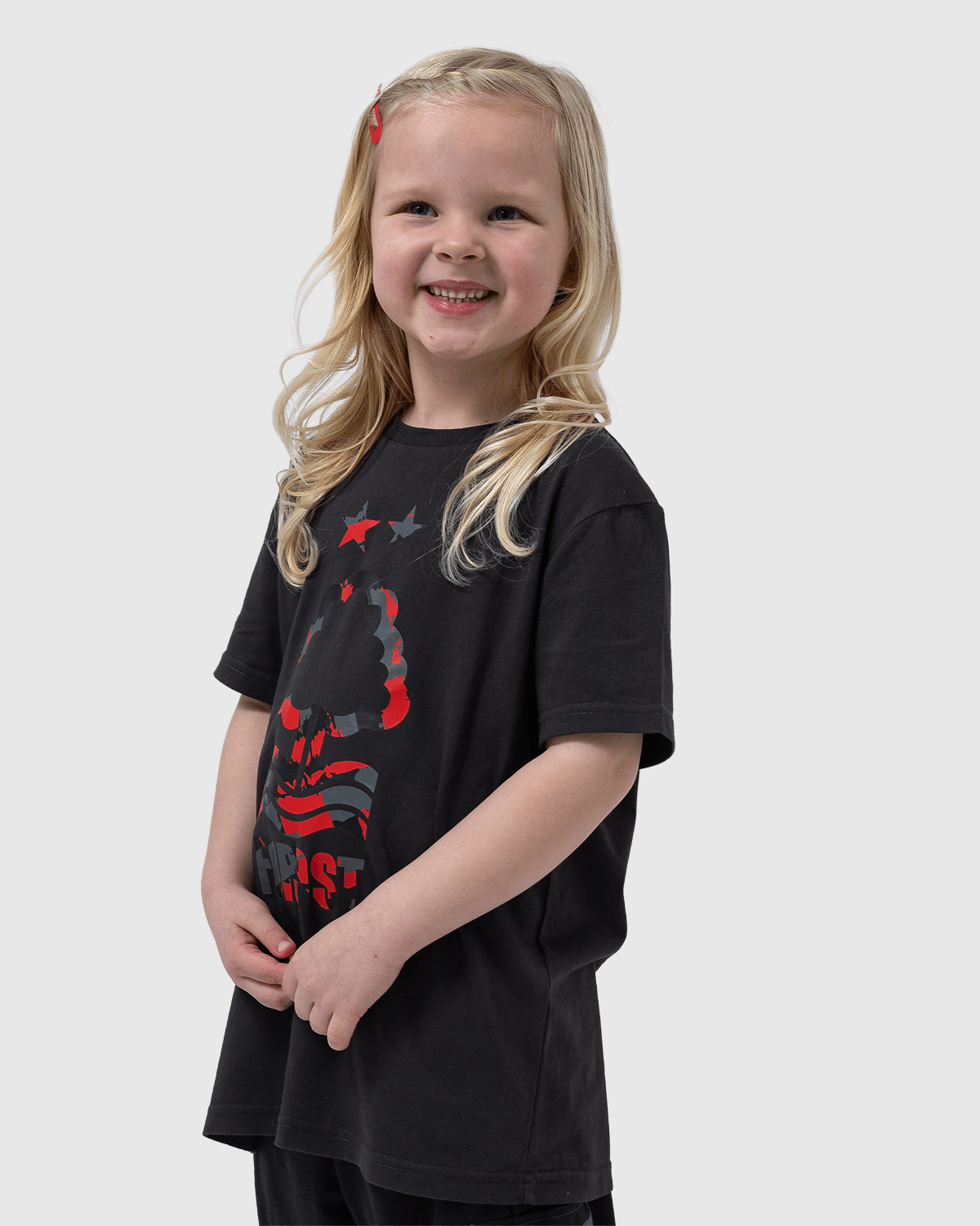 NFFC Junior Honeycomb Crest Charcoal T-Shirt - Nottingham Forest FC