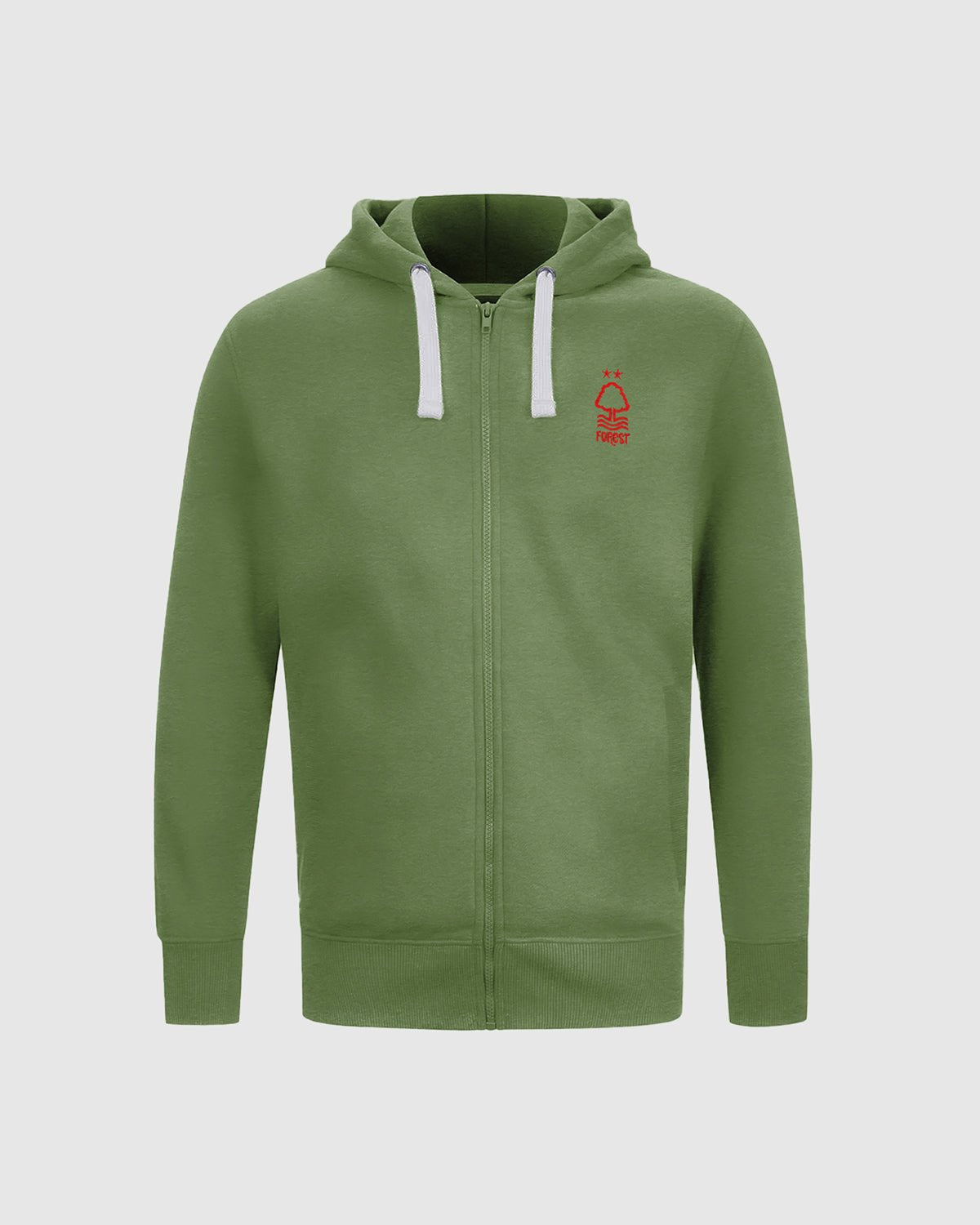 NFFC Junior Khaki Essential Crest Full Zip Hoodie - Nottingham Forest FC