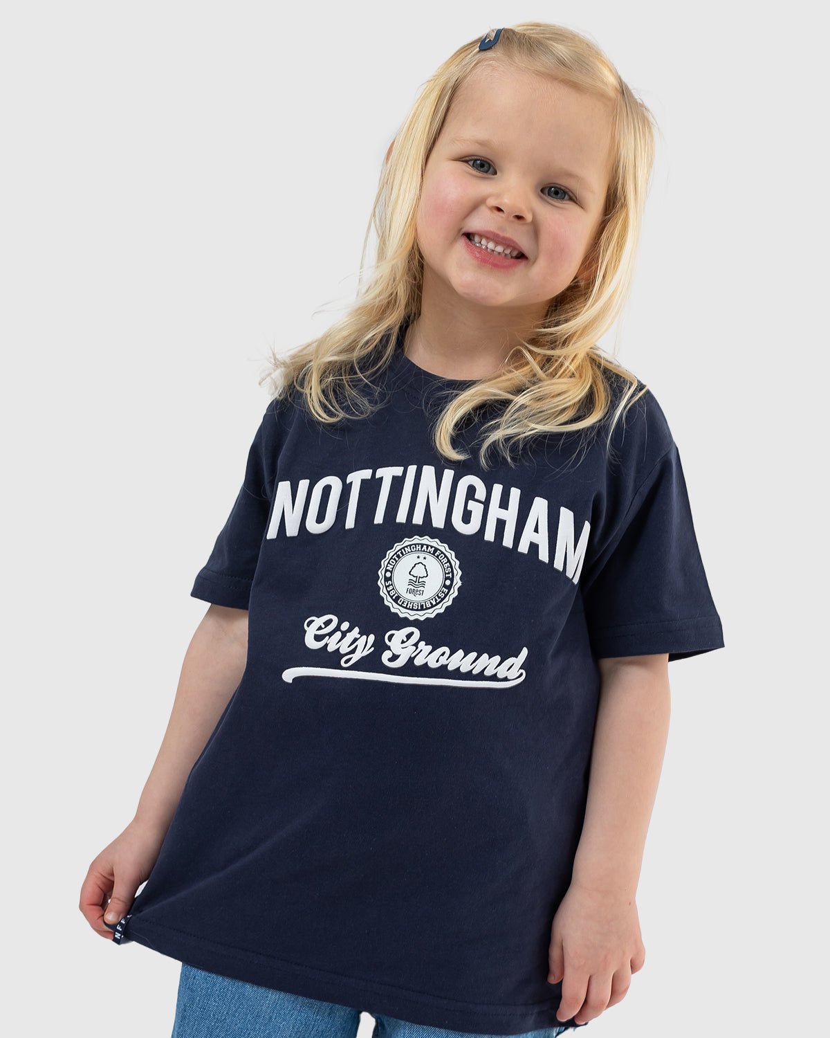 NFFC Junior Navy Collegiate Print T-Shirt - Nottingham Forest FC