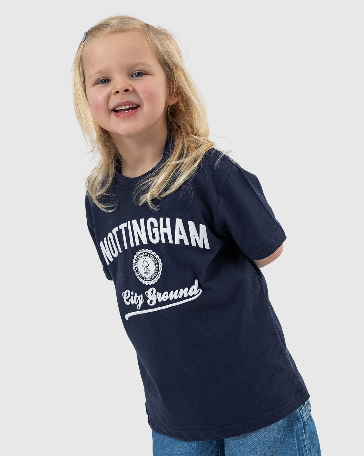 NFFC Junior Navy Collegiate Print T-Shirt - Nottingham Forest FC