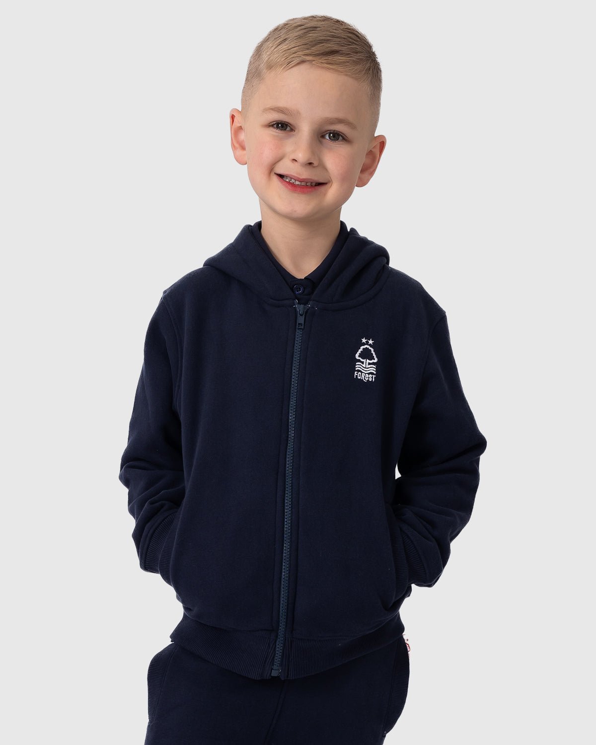 NFFC Junior Navy Essential Full Zip Hoodie - Nottingham Forest FC