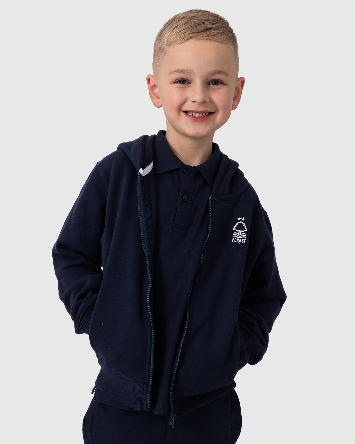 NFFC Junior Navy Essential Full Zip Hoodie - Nottingham Forest FC