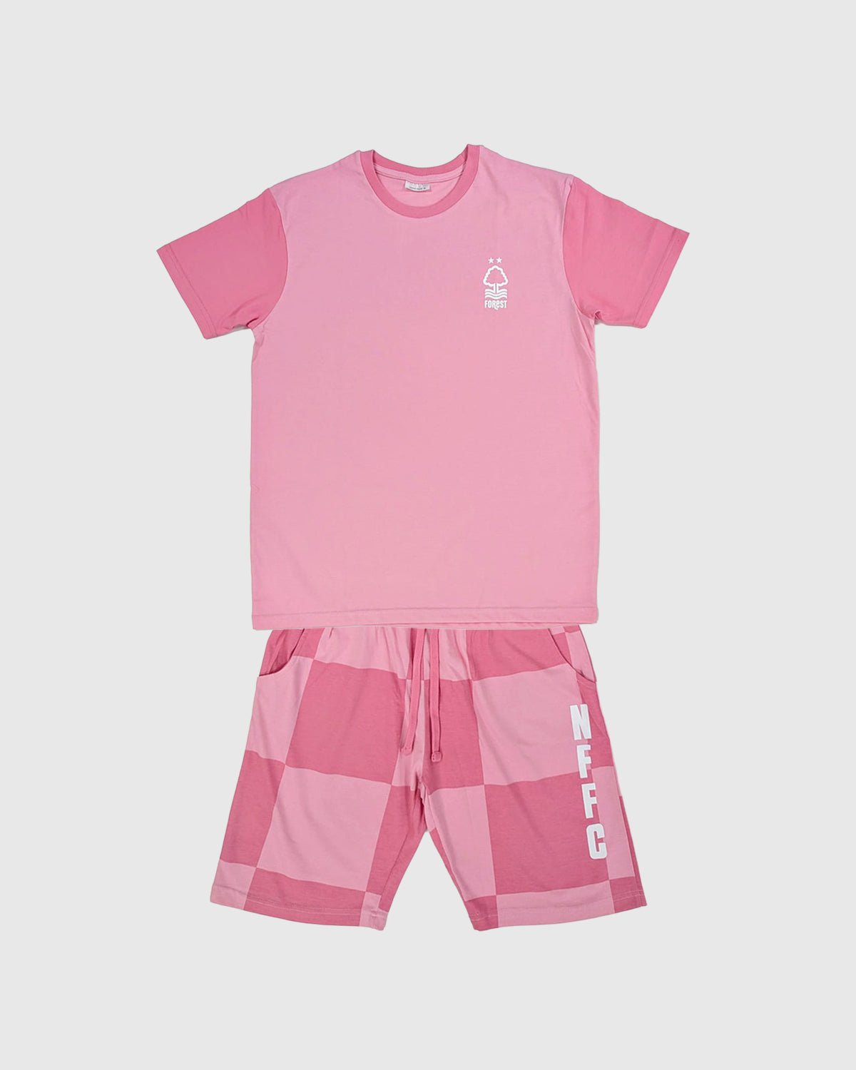 NFFC Junior Pink Checkerboard Pyjama Set - Nottingham Forest FC