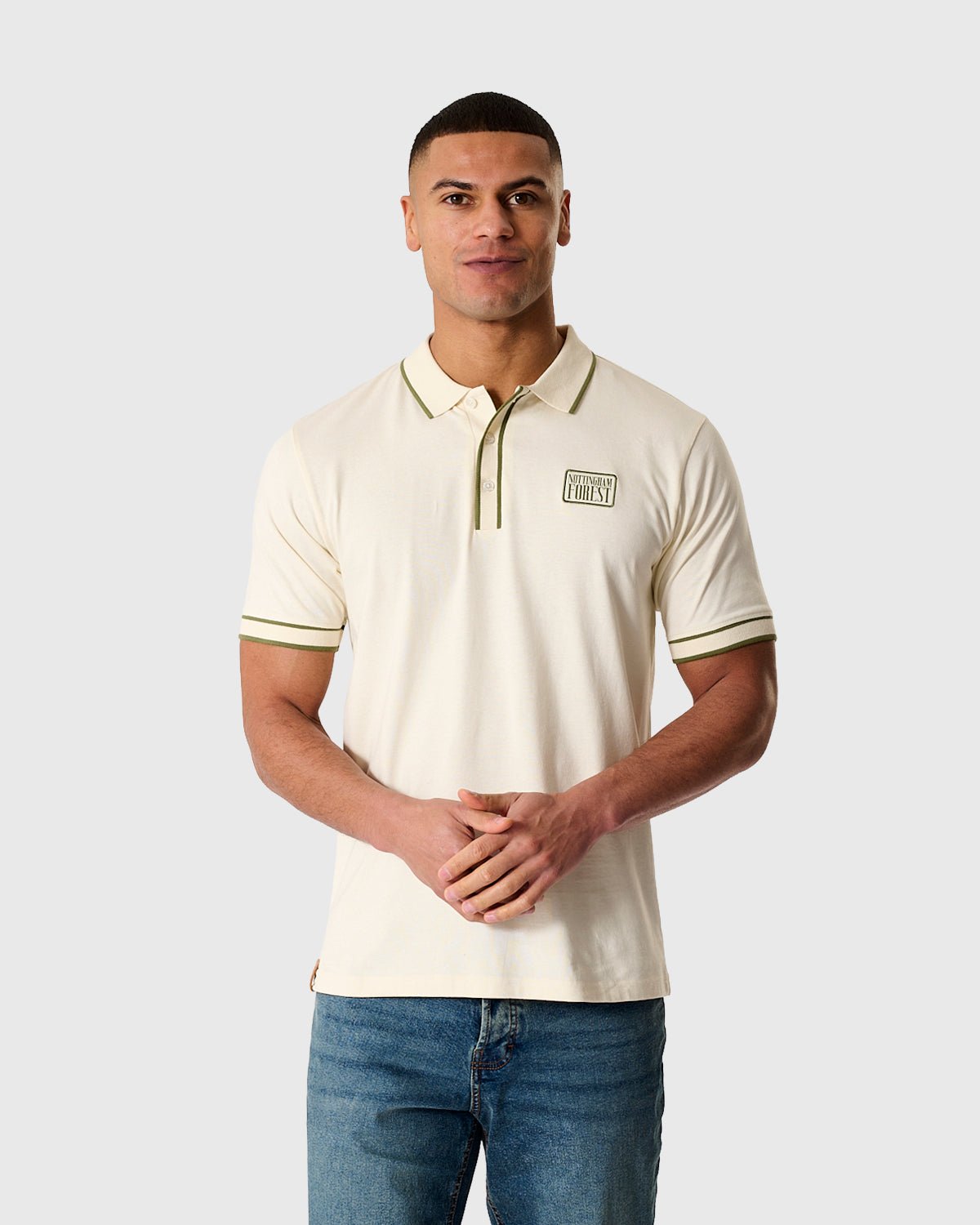 NFFC Khaki Classic Ecru Tipped Polo - Nottingham Forest FC