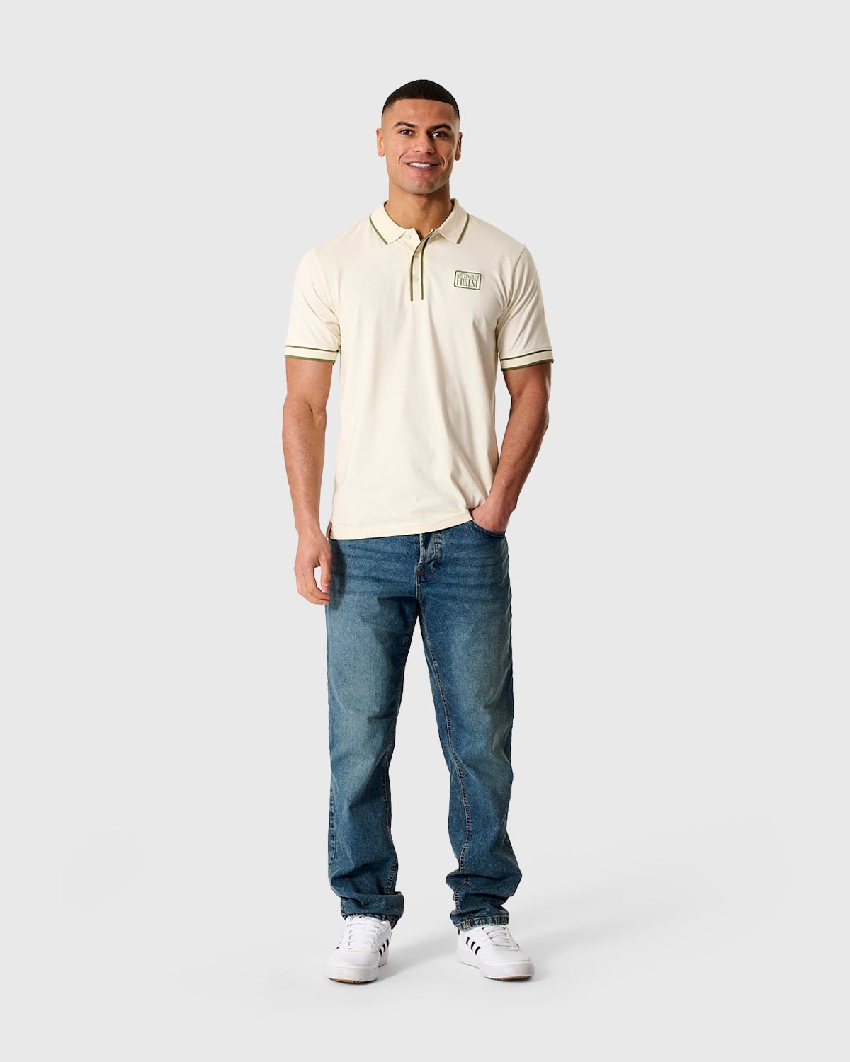 NFFC Khaki Classic Ecru Tipped Polo - Nottingham Forest FC