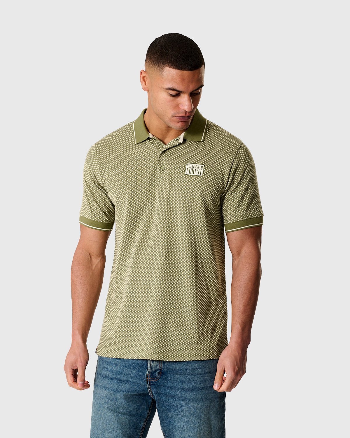 NFFC Khaki Classic Jacquard Polo - Nottingham Forest FC