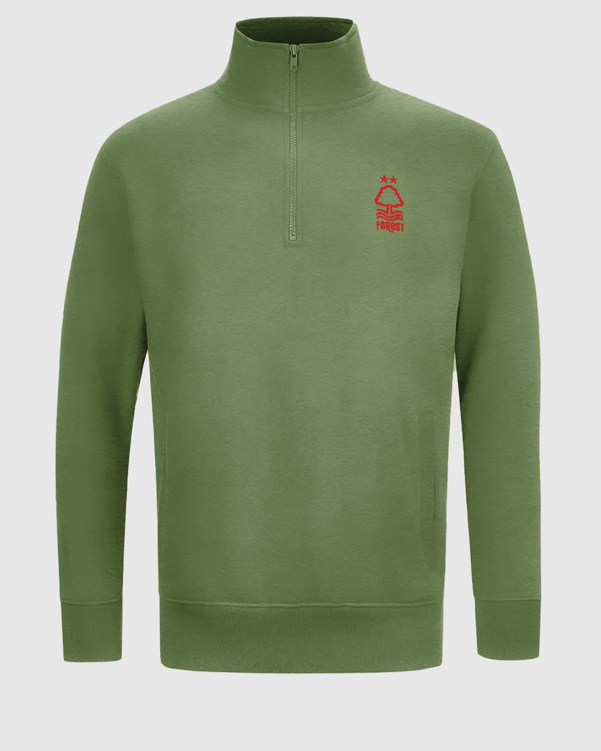 NFFC Khaki Essential Crest 1/4 Zip Top - Nottingham Forest FC