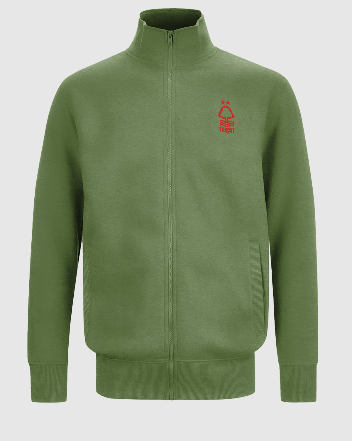 NFFC Khaki Essential Crest Full Zip Track Top - Nottingham Forest FC
