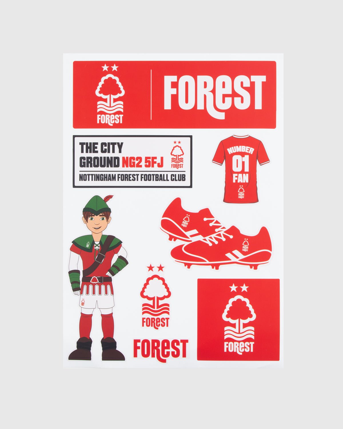 NFFC Mascot Sticker Sheet - Nottingham Forest FC