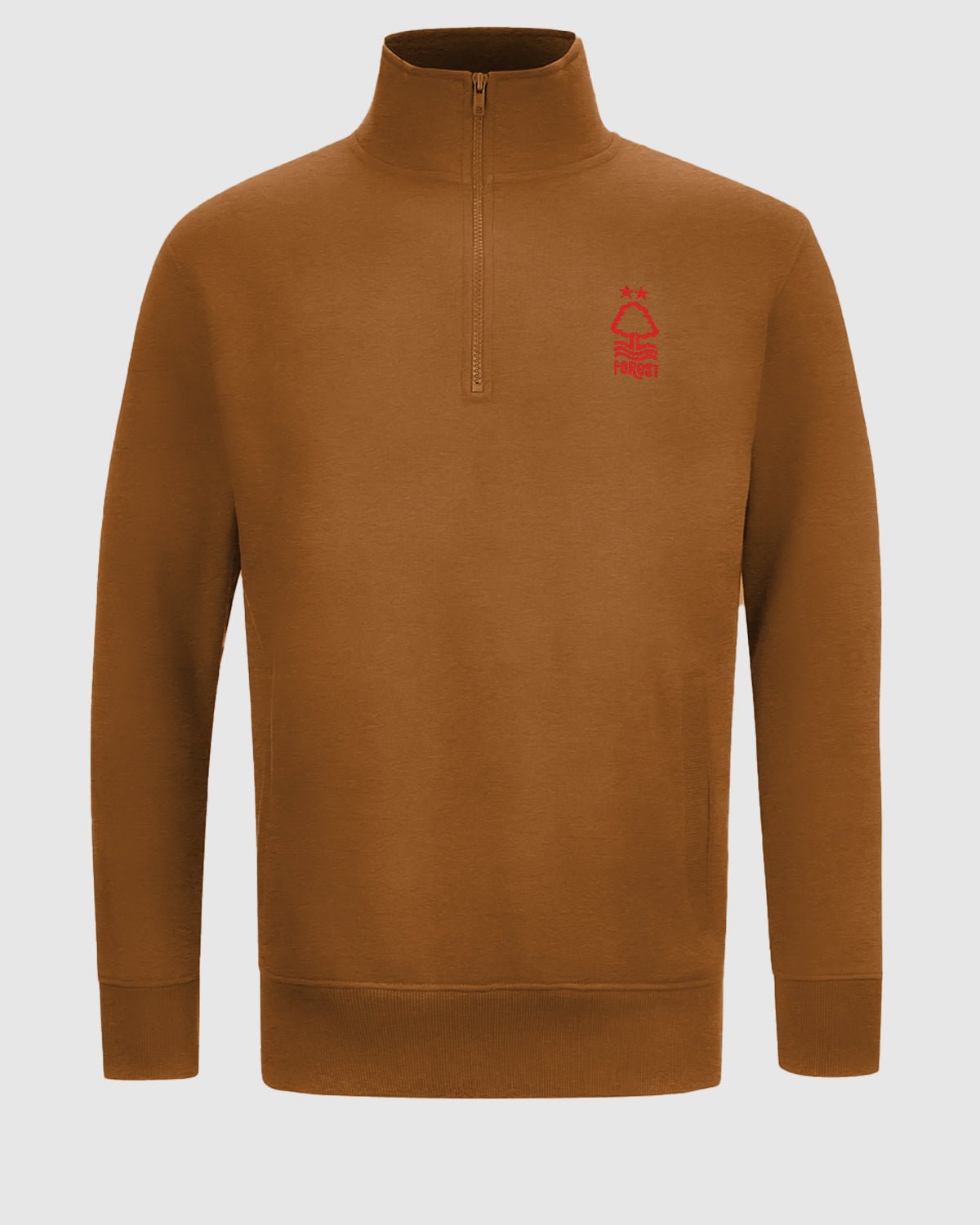 NFFC Mocha Essential Crest 1/4 Zip Top - Nottingham Forest FC