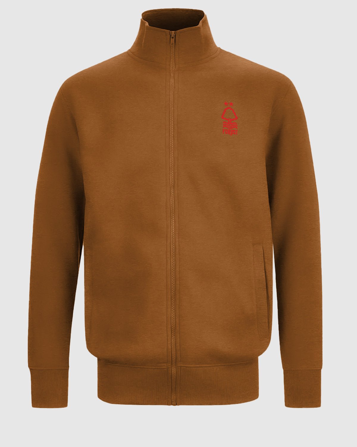 NFFC Mocha Essential Crest Full Zip Track Top - Nottingham Forest FC