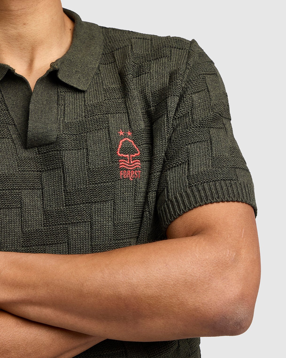 NFFC Musk Herringbone Open Collar Polo - Nottingham Forest FC