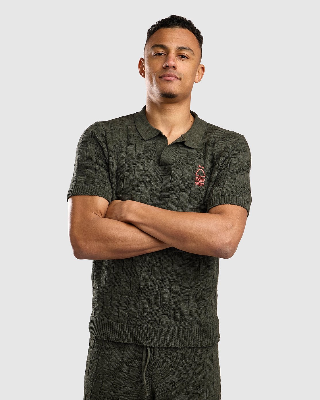 NFFC Musk Herringbone Open Collar Polo - Nottingham Forest FC