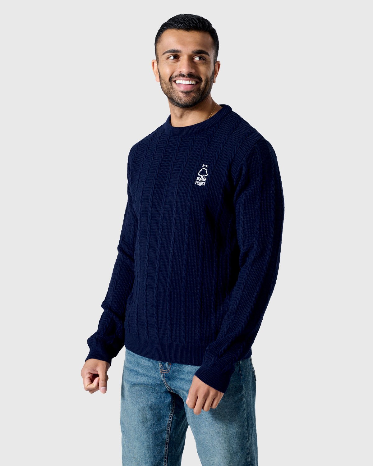 NFFC Navy Cable Knit Crewneck - Nottingham Forest FC