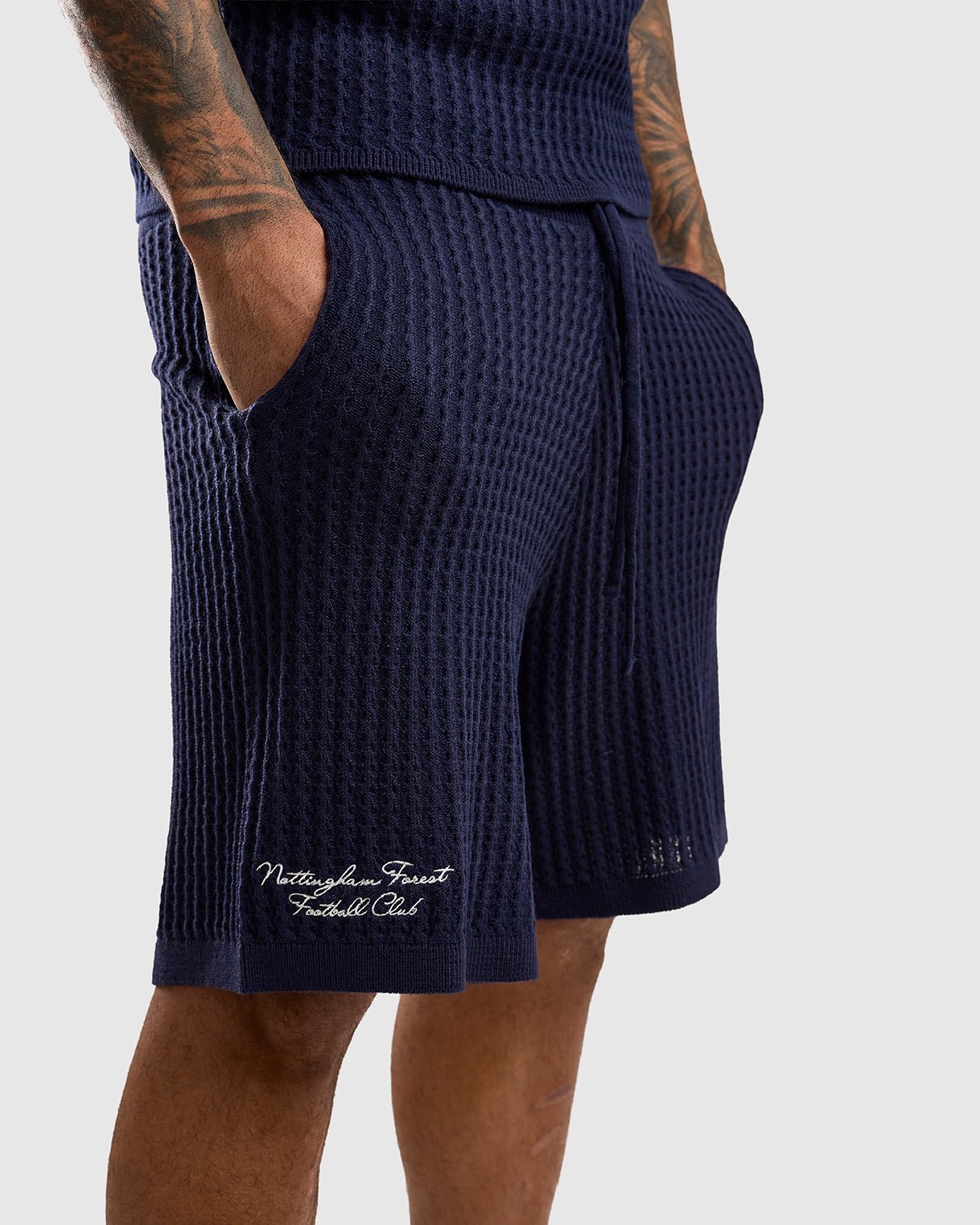 NFFC Navy Cable Knit Shorts - Nottingham Forest FC