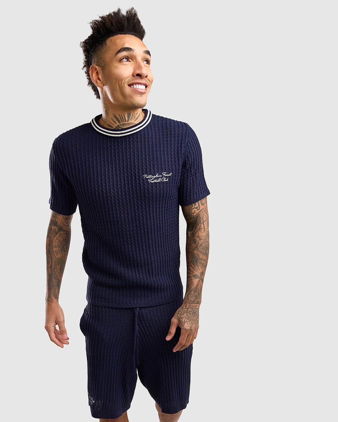 NFFC Navy Cable Knit T-Shirt - Nottingham Forest FC