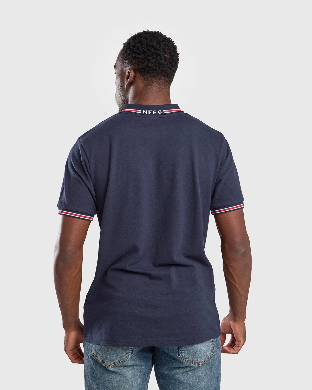 NFFC Navy Club Colours Hidden Placket Polo - Nottingham Forest FC