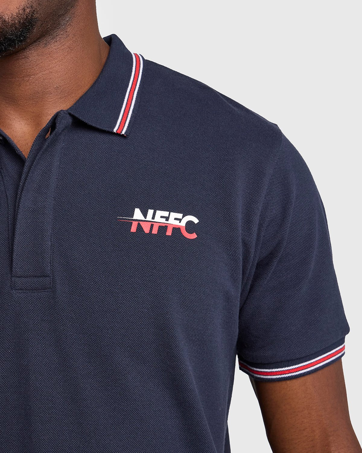 NFFC Navy Club Colours Hidden Placket Polo - Nottingham Forest FC