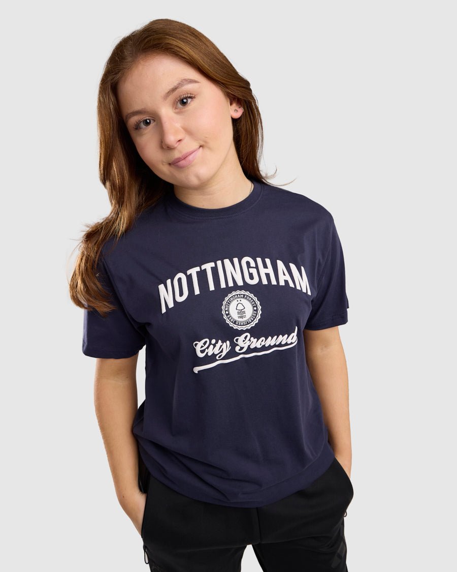 NFFC Navy Collegiate Print T-Shirt - Nottingham Forest FC