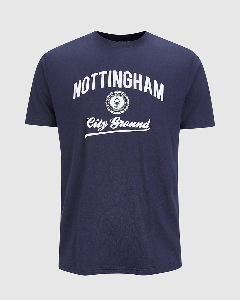 NFFC Navy Collegiate Print T-Shirt - Nottingham Forest FC