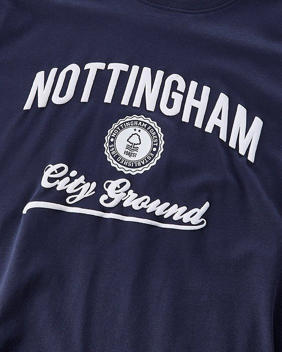 NFFC Navy Collegiate Print T-Shirt - Nottingham Forest FC