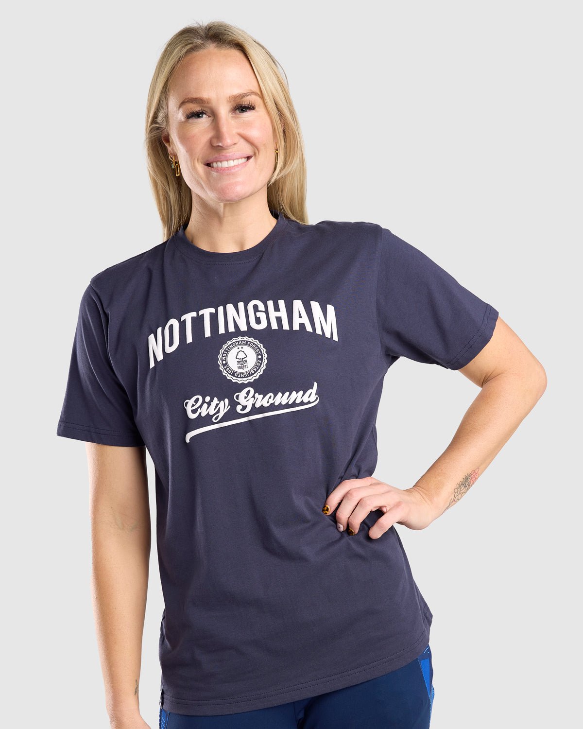 NFFC Navy Collegiate Print T-Shirt - Nottingham Forest FC