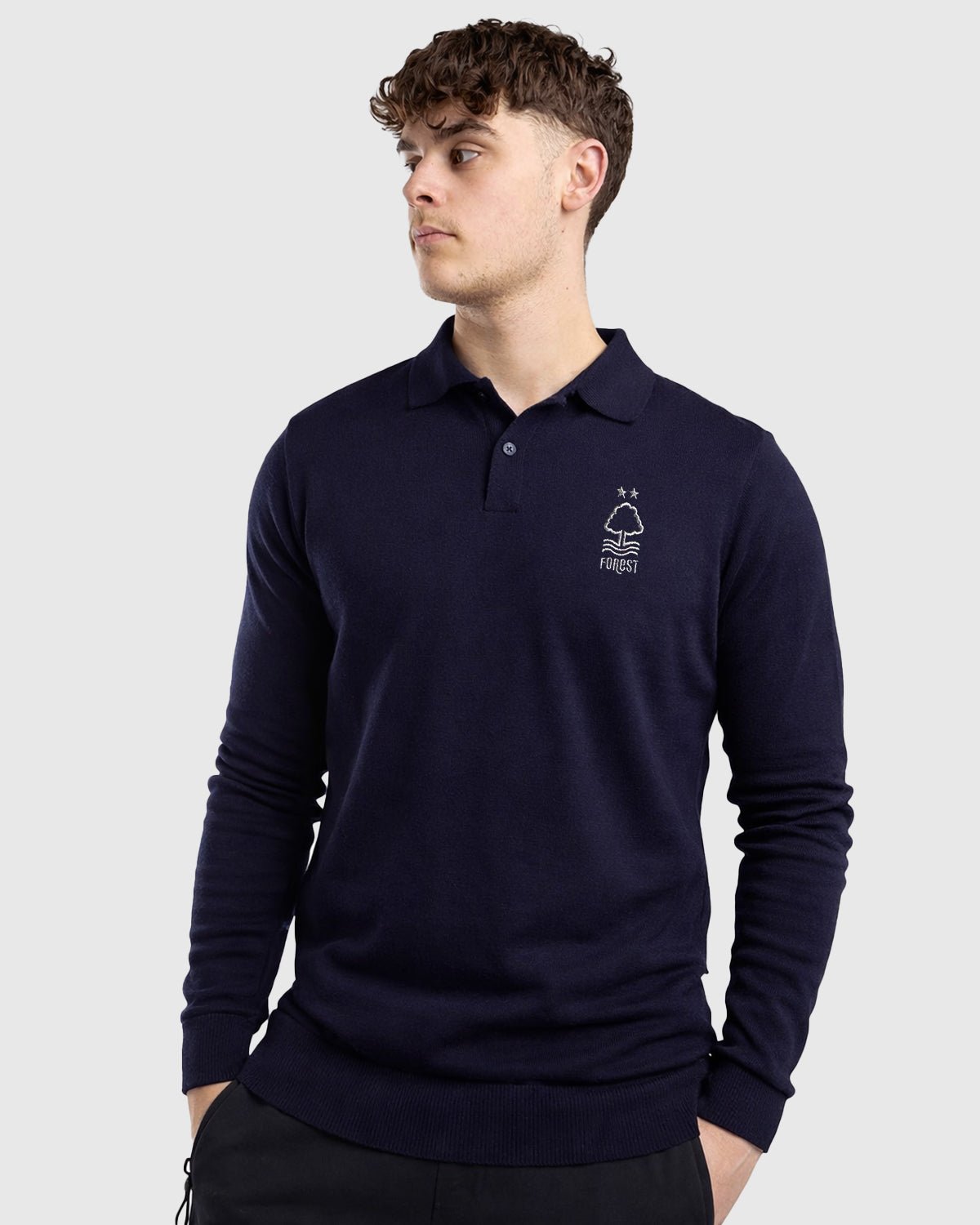 NFFC Navy Essential Knit Longsleeve Polo - Nottingham Forest FC