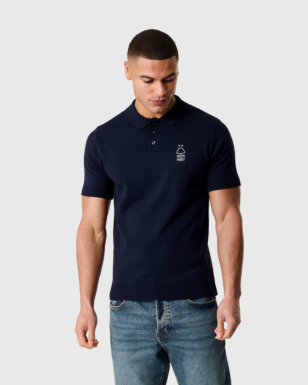 NFFC Navy Essential Knit Short Sleeve Polo - Nottingham Forest FC