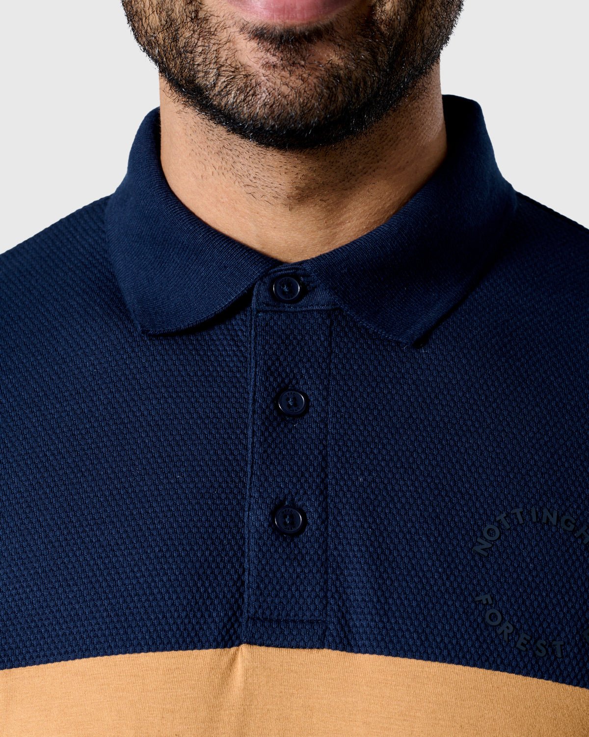 NFFC Navy Premium Circle Striped Polo - Nottingham Forest FC