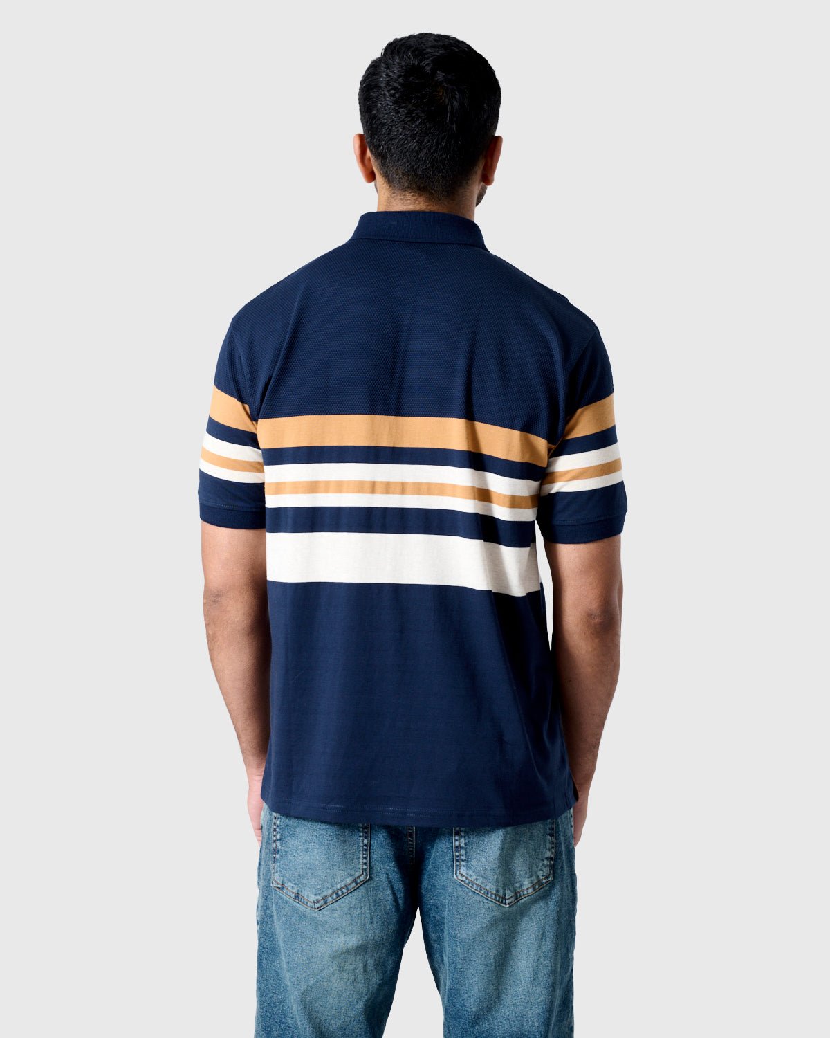 NFFC Navy Premium Circle Striped Polo - Nottingham Forest FC