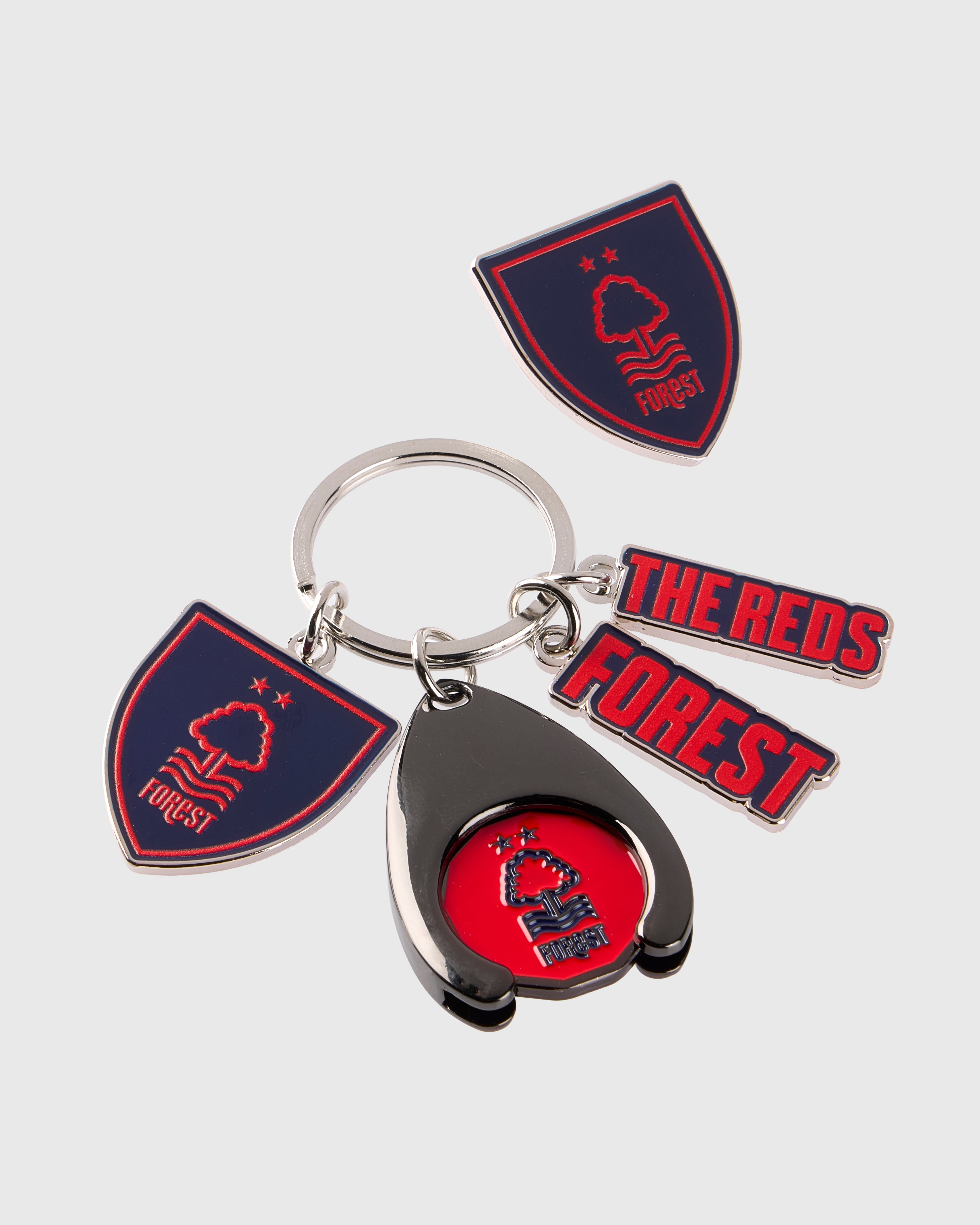 NFFC Navy & Red Charm Keyring & Badge Set - Nottingham Forest FC