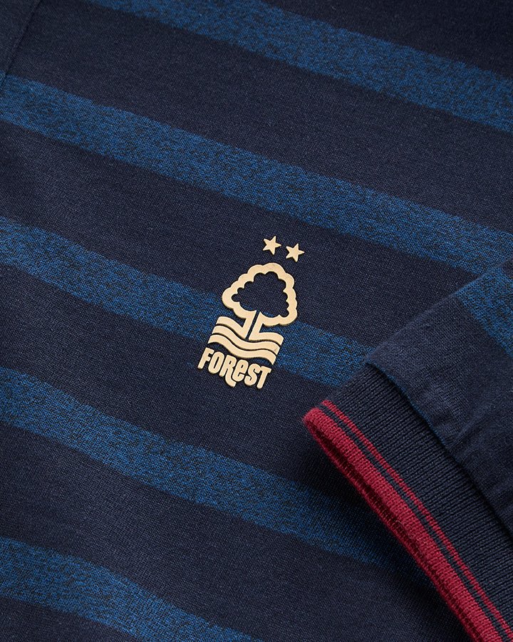 NFFC Navy Yarn Dyed Striped Polo - Nottingham Forest FC