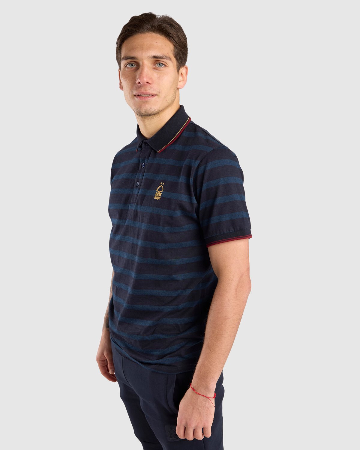 NFFC Navy Yarn Dyed Striped Polo - Nottingham Forest FC