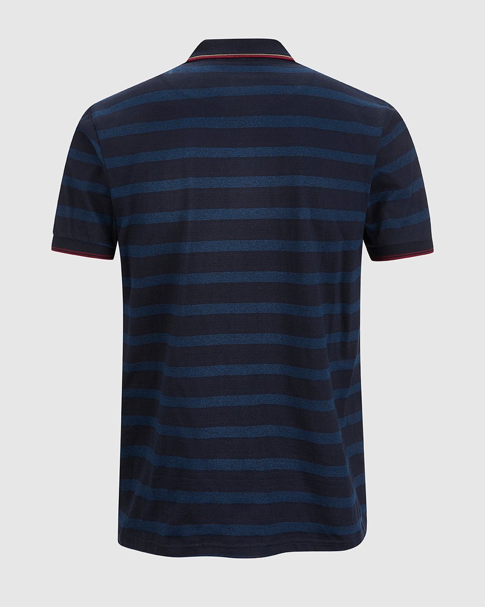NFFC Navy Yarn Dyed Striped Polo - Nottingham Forest FC