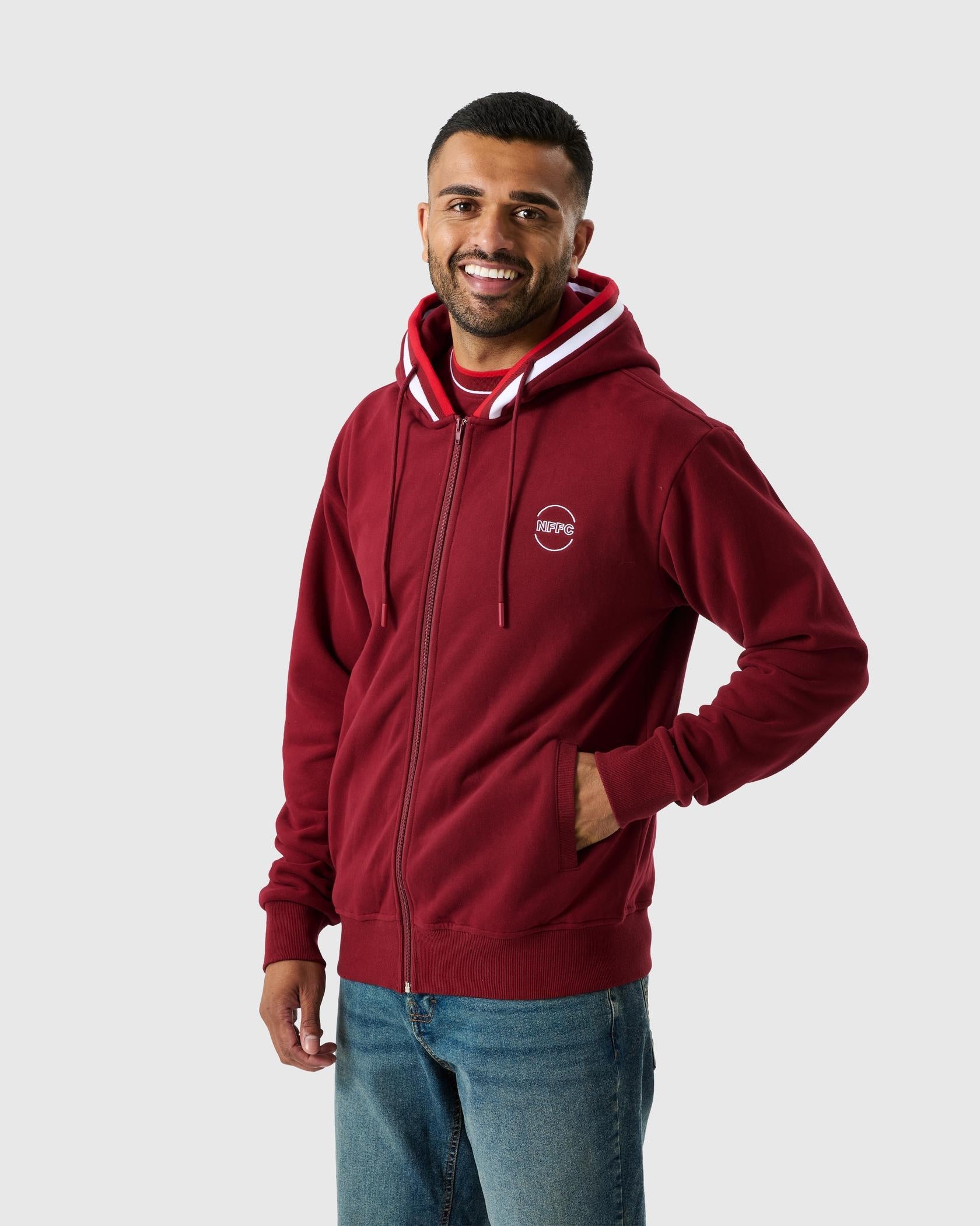 NFFC Old School Burgundy Full Zip Hoodie - Nottingham Forest FC